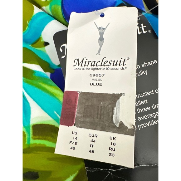 Miraclesuit Malibu Floral Blue Green Tankini Top Women's Swimsuit Separates - Picture 5 of 7